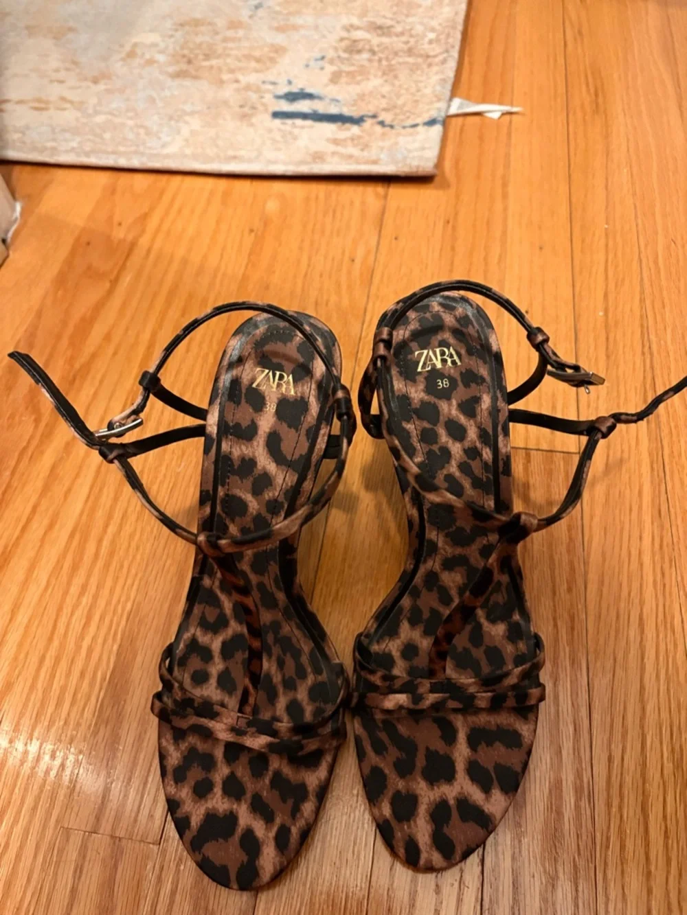 Zara Leopard-Print Strappy Sandals in Brown and Black - Picture 2 of 6